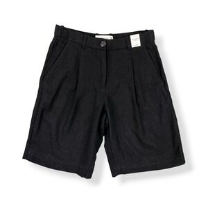 Abercrombie & Fitch Shorts Women 23 (26Wx9L) Black Pleated Linen Blend NWT